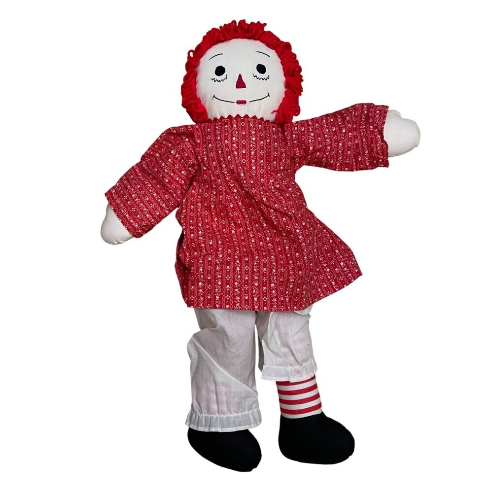 Vintage‎ Raggedy Ann Doll Red Dress 24" Handmade Cloth Toy